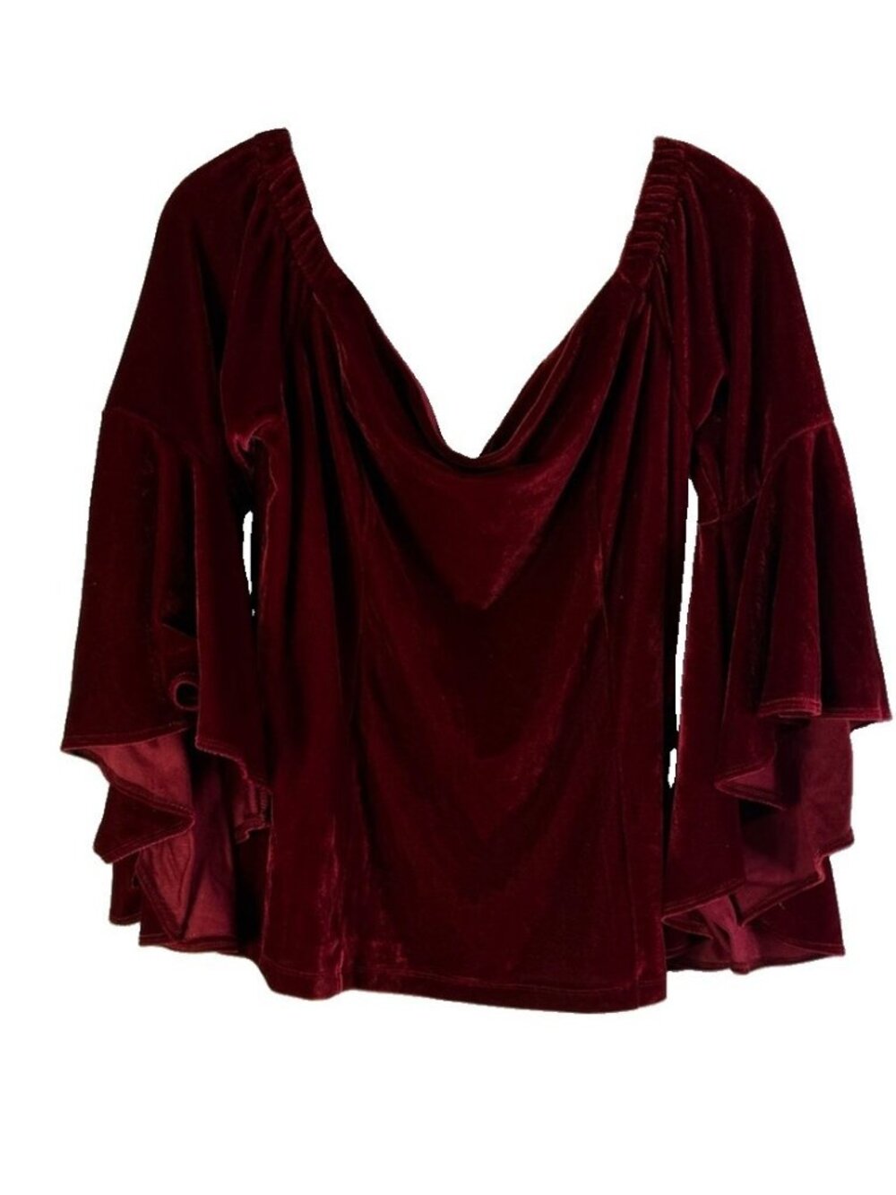 Vintage Y2K Shirt Top Velour Velvet Bell Sleeve Vamp Renaissance